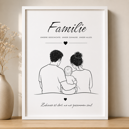 Familiensilhouette im Rahmen